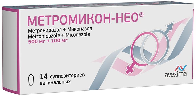 Метромикон Нео 500мг+100мг 14 шт. суппозитории вагинальные, фото №2