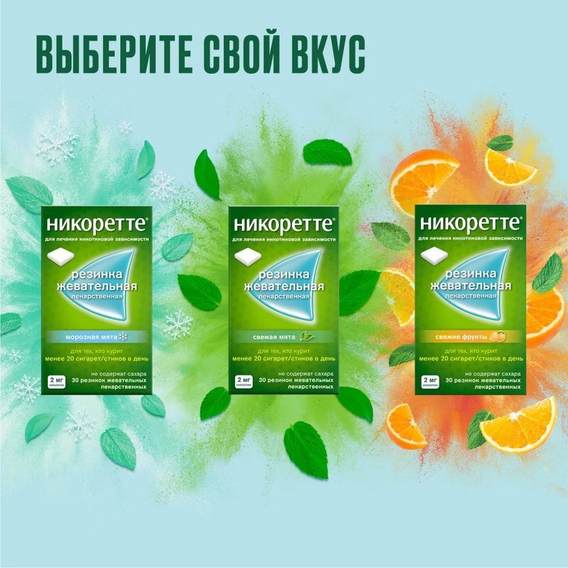 Никоретте Жевательная резинка oт курения Свежая мята 4 мг, 30 шт., фото №7