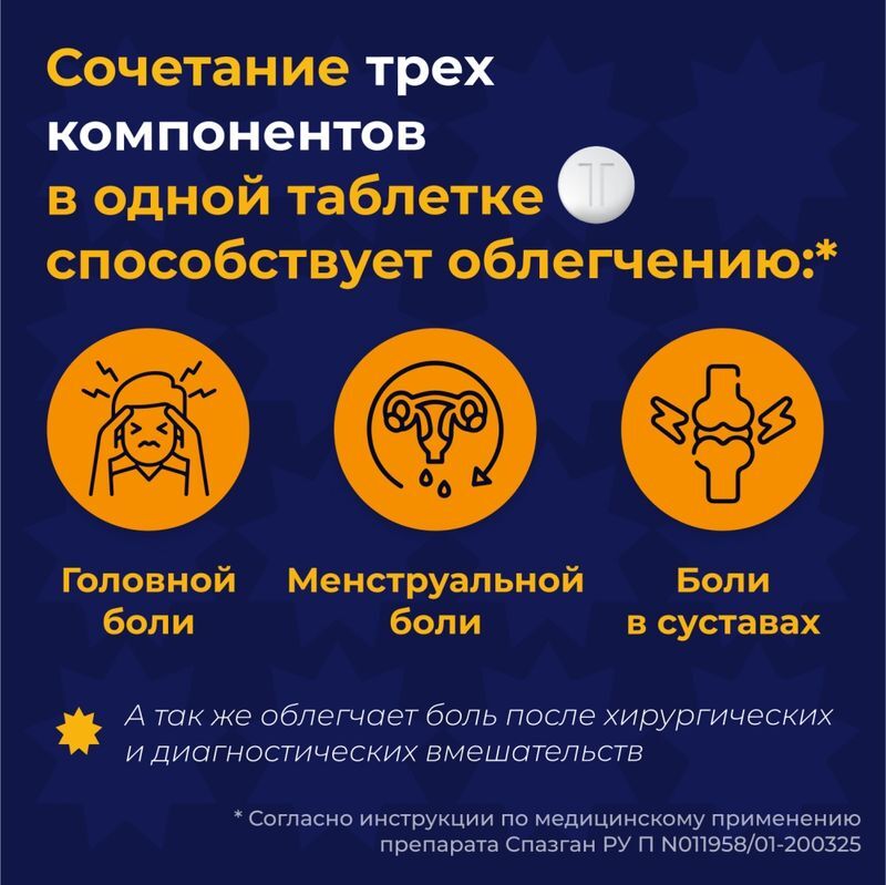 Спазган 500мг+5мг+0,1мг 20 шт. таблетки, фото №2