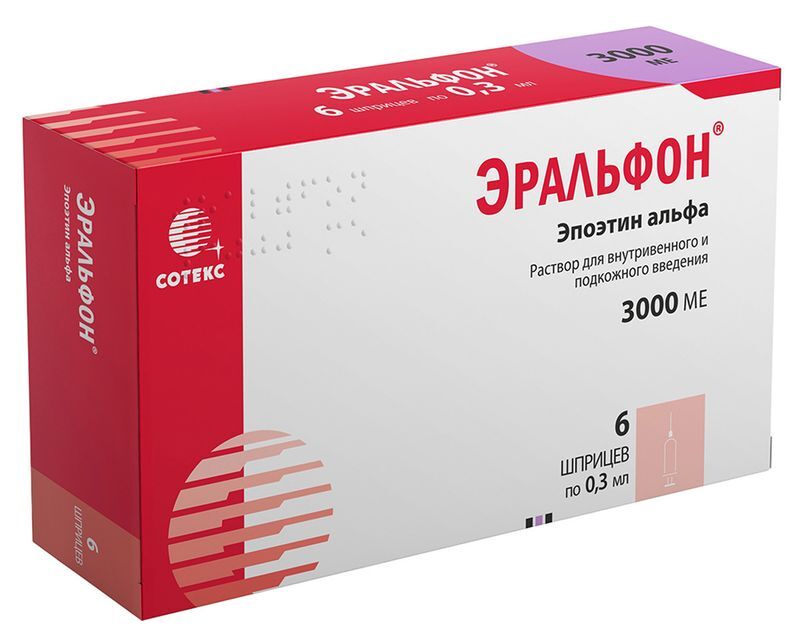 Эральфон 3000Ме 0,3мл 6 шт. раствор для внутривенного и подкожного введения шприц Сотекс, фото №2
