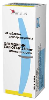 Флемоксин Солютаб 250мг 20 Шт. Таблетки Диспергируемые Астеллас.