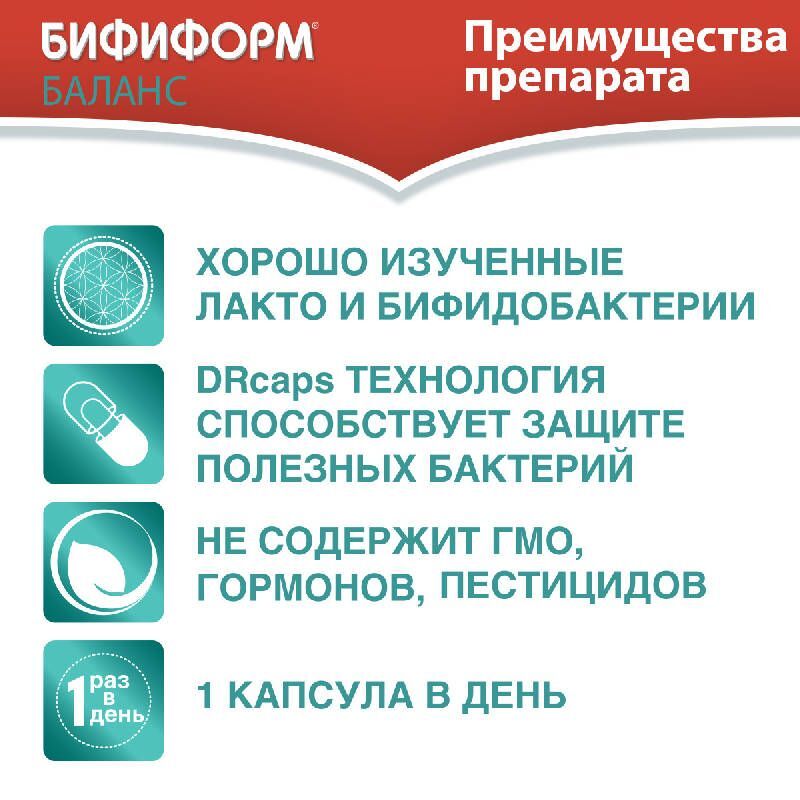 Бифиформ Баланс капсулы 20 шт. Пфайзер Консьюмер Мэнюфэкчуринг Италия С. размер Л, фото №5