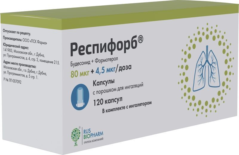 Респифорб 80мкг+4,5мкг/доза 120 шт. капсулы с порошком для ингаляций, фото №2