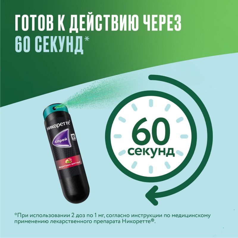 Никоретте фруктово-мятный спрей от курения для слизистой оболочки полости рта, 1 мг/доза, 2 шт., фото №4