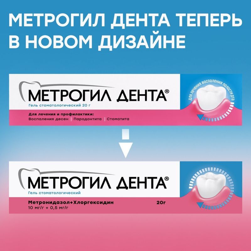 Метрогил Дента гель для десен стоматологический 20г 1 шт., фото №3