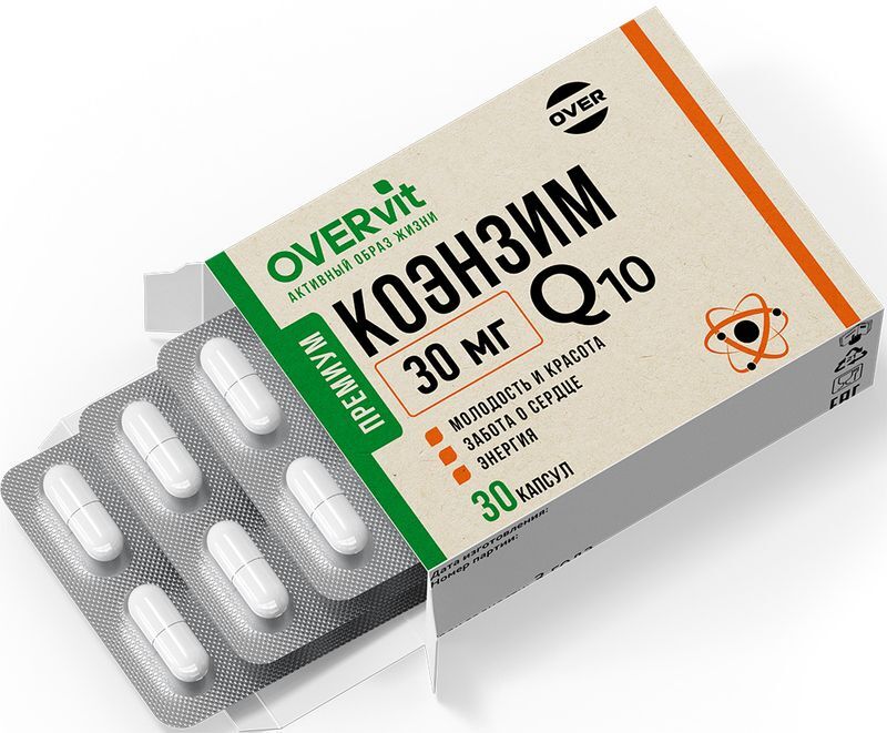 Овервит коэнзим q10 капсулы 30мг 30 шт., фото №2